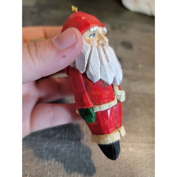 Enesco Santa icicle ornament Xmas Decor rustic wooden - Picture 2 of 5